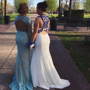 White and Blue Prom Dress